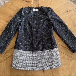Banana Republic NWOT Black Charcoal and White Tweed Coat/Jacket